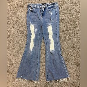 Women’s Judy Blue Distressed Blue Jeans, flare for, 13/31
